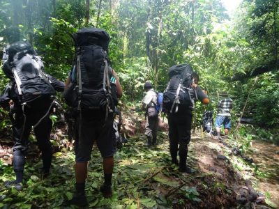 Patrolling rainforest in Sumatra Indonesia to protect against illegal poaching and logging