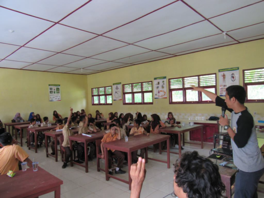 Talking to schools about orangutans in Sumatra