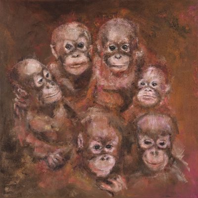 painting of baby orangutans