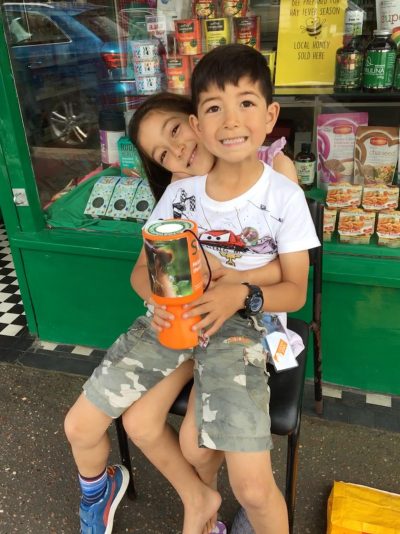 two children raising money for orangutans
