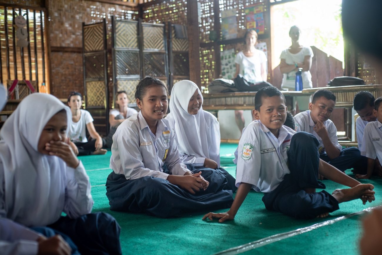 School children sitting in a classroom in Sumatra