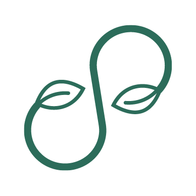 Connect symbol - a green vine in an S-shape with a leaf at each end