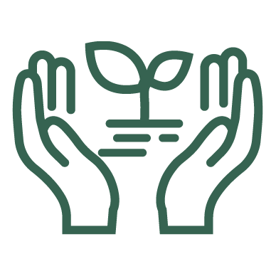 Protect symbol - Two hands holding a seedling